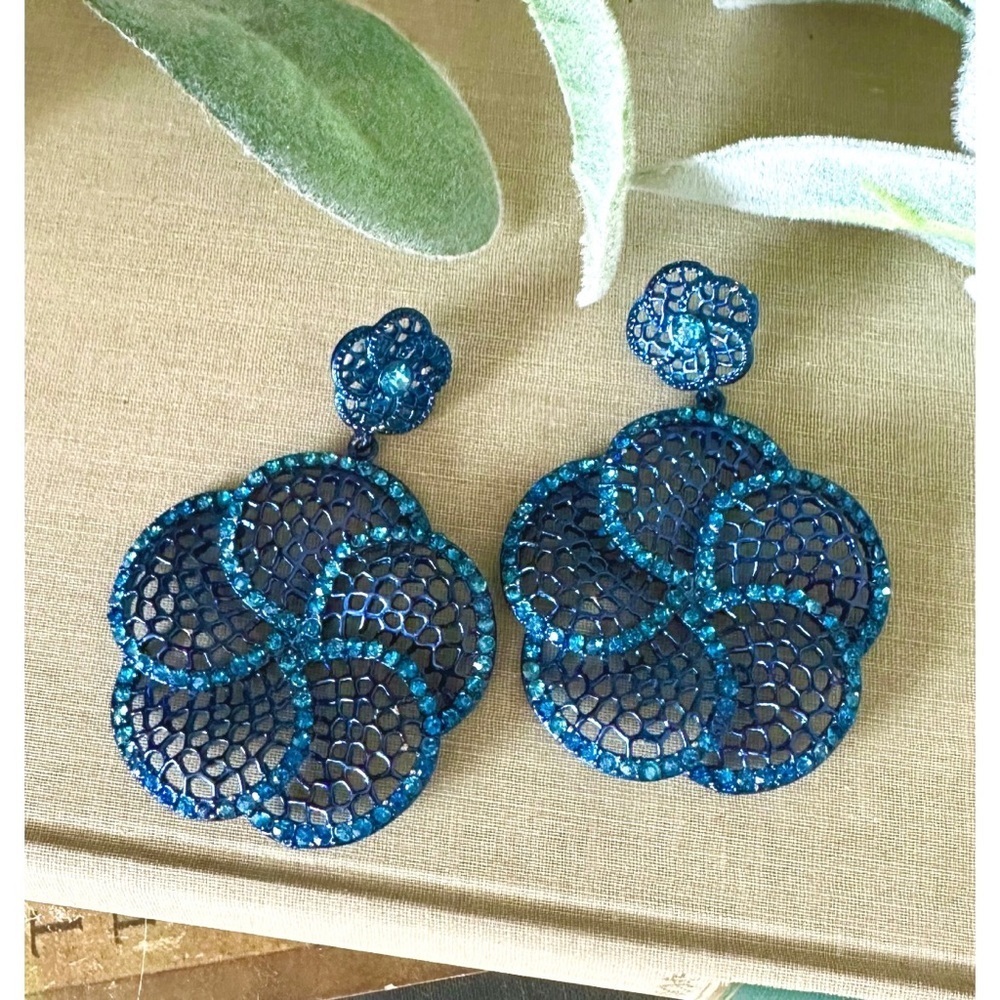 Blue rhinestone earrings